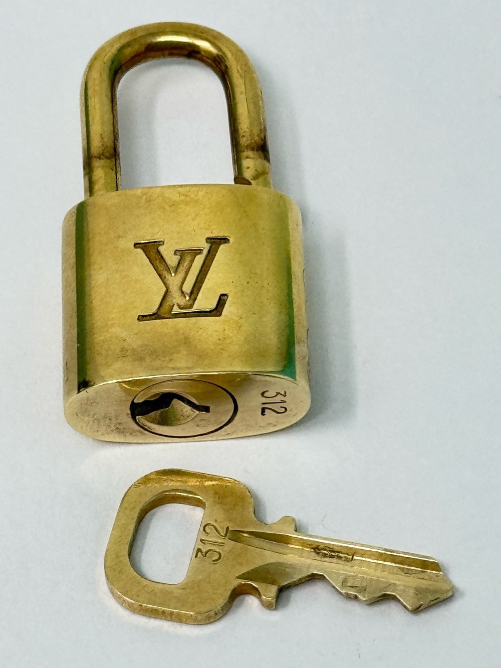 Authentic Louis Vuitton Gold Lock & Key Brass Number 312